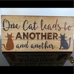 Handcrafted Wooden Cat Sign - 12” W x 6” H